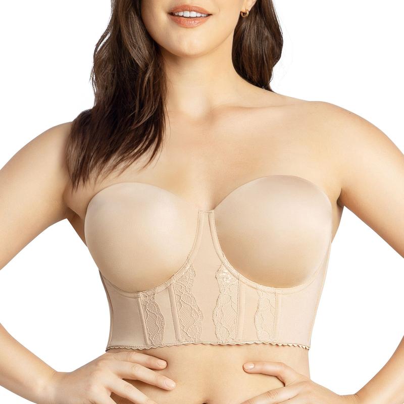 💜 LAST DAY PROMOTION - 50%OFF💜Women's Adjustable Straps Lace Bra Foam Padded Strapless Longline Bra and Bustier Top