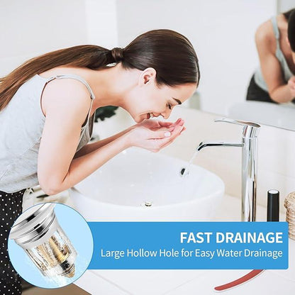 HZA 2-Pack Pop-Up Bathroom Sink Drain Strainer with Removable Filter Basket - Universal Sink Stopper for Kitchen Basins,Anti-Odor Stopper