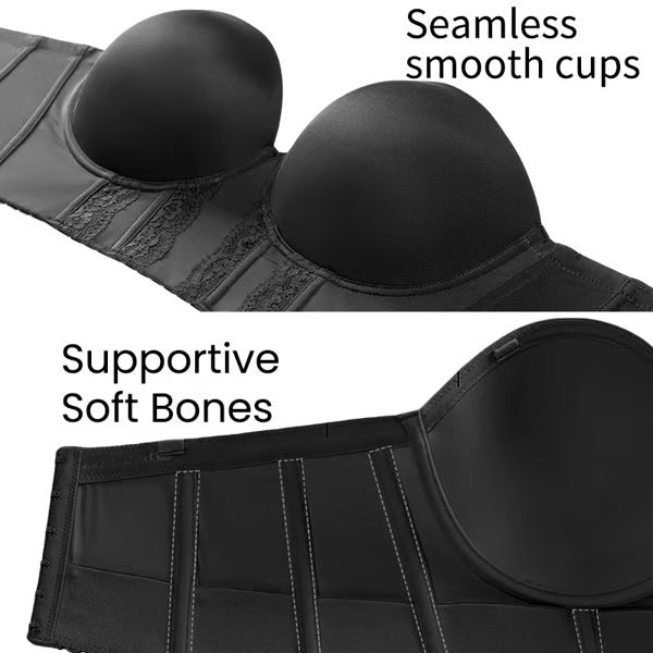 💜 LAST DAY PROMOTION - 50%OFF💜Women's Adjustable Straps Lace Bra Foam Padded Strapless Longline Bra and Bustier Top