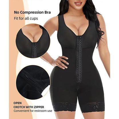QIAWI Fajas Shapewear for Women Tummy Control Full Shapewear Butt Lifter with Zipper Crotch