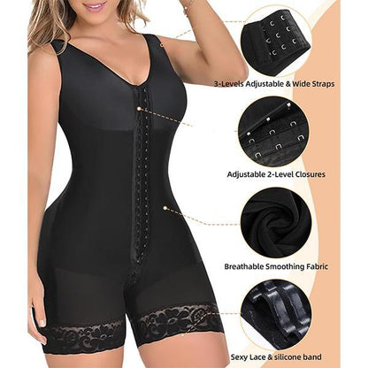 QIAWI Fajas Shapewear for Women Tummy Control Full Shapewear Butt Lifter with Zipper Crotch