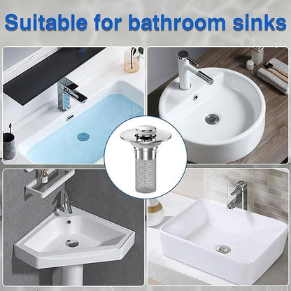 HZA 2-Pack Pop-Up Bathroom Sink Drain Strainer with Removable Filter Basket - Universal Sink Stopper for Kitchen Basins,Anti-Odor Stopper