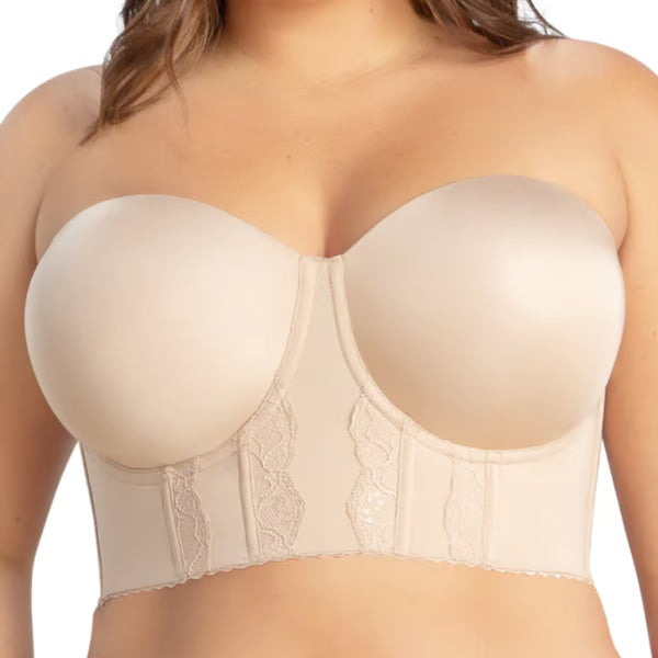 💜 LAST DAY PROMOTION - 50%OFF💜Women's Adjustable Straps Lace Bra Foam Padded Strapless Longline Bra and Bustier Top