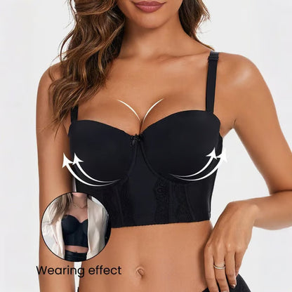 💜 LAST DAY PROMOTION - 50%OFF💜Women's Adjustable Straps Lace Bra Foam Padded Strapless Longline Bra and Bustier Top