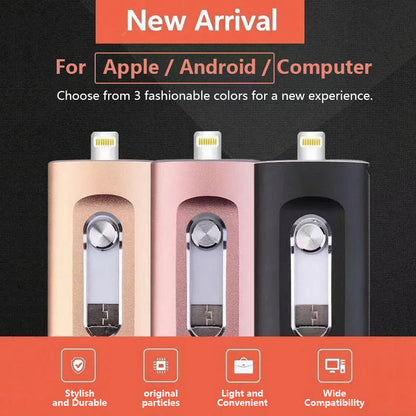 ⚡3 in 1 Flash Drive⚡ Portable High Speed USB 3.0 Memory Storage